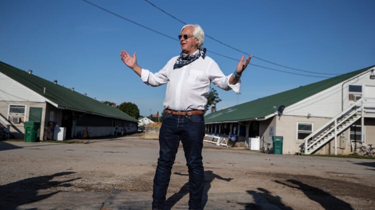 Trainer Bob Baffert paid a day-after visit to Authentic, winner of the 2020 Kentucky Derby. The win was a record-tying sixth victory for Baffert. The next Kentucky Derby is on May 1 at Churchill Downs.
Pat McDonogh / Courier Journal
Trainer Bob Baffert paid a day-after visit to Authentic, winner of the Kentucky Derby. The win is a record-tying sixth victory for Baffert. Sept. 6, 2020Af5i0688
