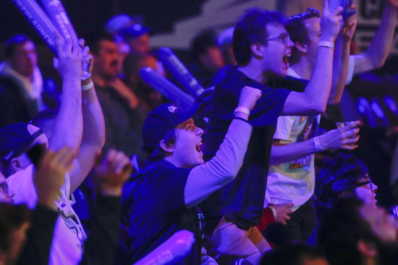 Jan 25, 2020; Minneapolis, Minnesota, USA; Fans cheer as Paris Legion defeats Los Angeles OpTic Gaming during the Call of Duty League Launch Weekend at The Armory. Mandatory Credit: Bruce Kluckhohn-USA TODAY Sports