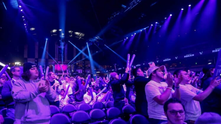 Jan 26, 2020; Minneapolis, Minnesota, USA; Fans react as the Minnesota Rokkr battle the Toronto Ultra during the Call of Duty League Launch Weekend at The Armory. Mandatory Credit: Bruce Kluckhohn-USA TODAY Sports