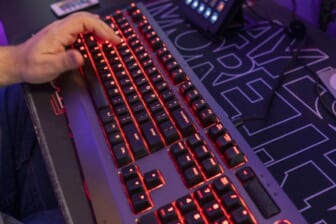 A backlit keyboard is part of the gear online video game streamer Jordan Woodruff uses in his Gilbert home.Jordan Woodruff