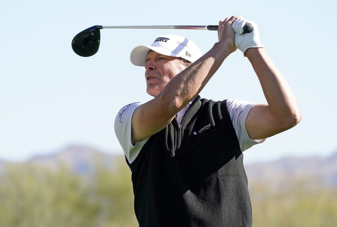 Feb 5, 2021; Scottsdale, Arizona, USA; Steve Stricker plays his tee shot on the third hole during round two of the Waste Management Phoenix Open at TPC Scottsdale. Mandatory Credit: Rob Schumacher-Arizona Republic

Pga Wm Phoenix Open Round Two