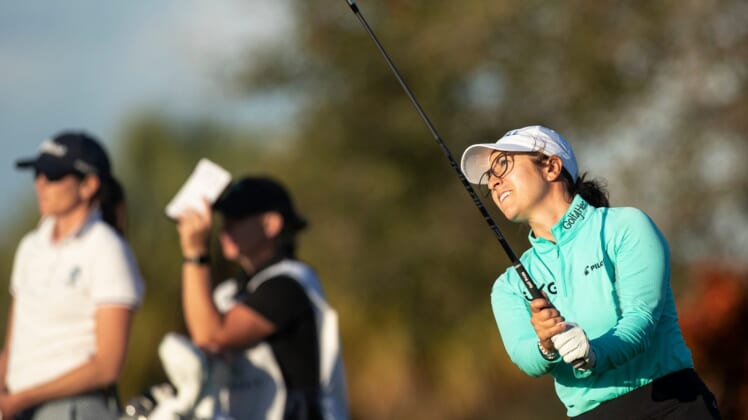 Marina Alex plays in the second round of the 2022 LPGA Drive On Championship at Crown Colony in Fort Myers on Friday, Feb. 4, 2022.  She is tied for the lead at -13 under.Marina9