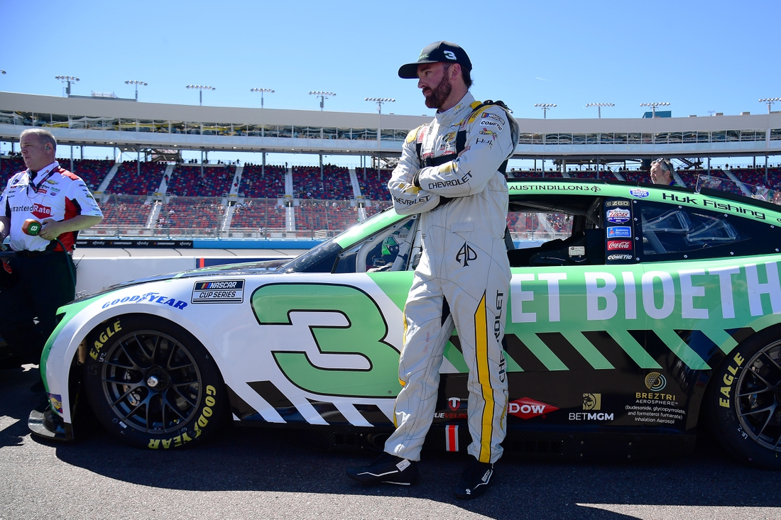 Mar 12, 2022; Avondale, Arizona, USA; NASCAR Cup Series driver Austin Dillon (3) during qualifying for the Ruoff Mortgage 500 at Phoenix Raceway. Mandatory Credit: Gary A. Vasquez-USA TODAY Sports