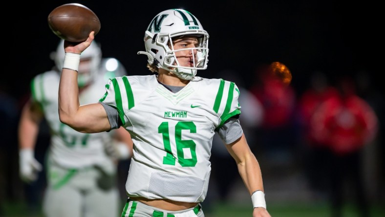 Quarterback Arch Manning 16 throws a pass as Newman takes on Lafayette Christian Academy in the LHSAA Div III semi finals.  Wednesday, Nov. 24, 2021.

Arch Manning Lca Vs Newman Football 5186