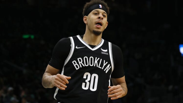 Apr 20, 2022; Boston, Massachusetts, USA; Brooklyn Nets guard Seth Curry (30) during the third quarter of game two of the first round of the 2022 NBA playoffs against the Boston Celtics at TD Garden. Mandatory Credit: Winslow Townson-USA TODAY Sports