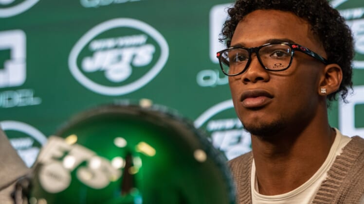 New York Jets introduce all three of their 2022 first-round NFL Draft picks. Garrett Wilson during a press conference at Atlantic Health Jets Training Center in Florham Park, NJ on Friday April 29, 2022.Jets 1st Round Draft Picks 2022