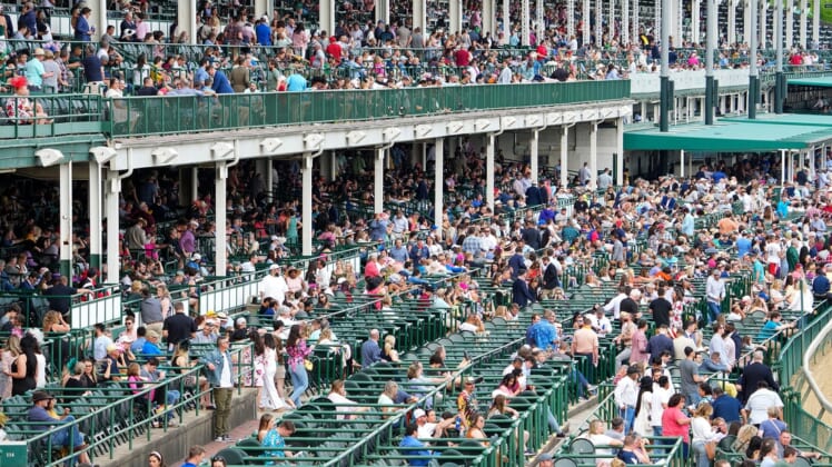 The crowd in the grandstands on opening night at Churchill Downs on Saturday, April 30, 2022Openingnight10
