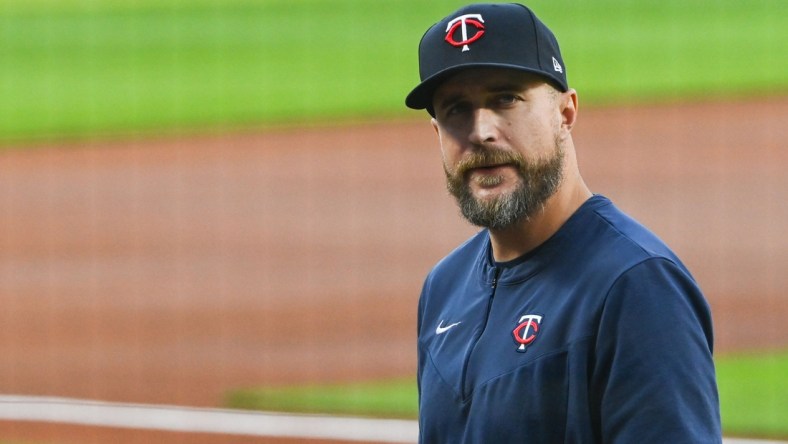 May 2, 2022; Baltimore, Maryland, USA;  Minnesota Twins manager Rocco Baldelli (5) walks to the dugout before the game against the Baltimore Orioles at Oriole Park at Camden Yards. Mandatory Credit: Tommy Gilligan-USA TODAY Sports