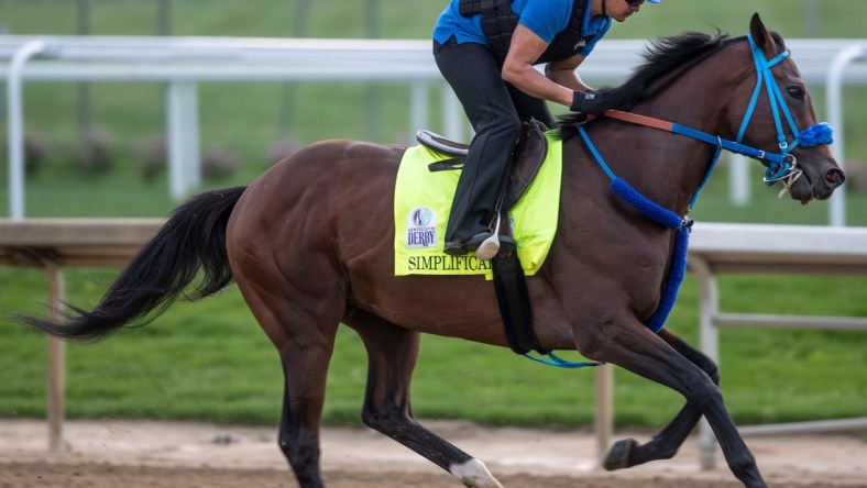 Kentucky Derby hopeful Simplification gallops on the track at Churchill Downs. May 4, 2022

Af5i3169