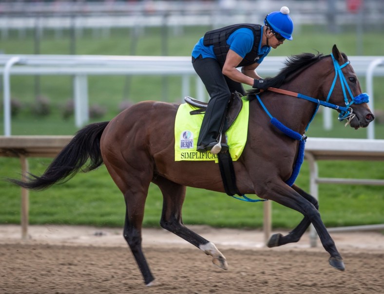 Kentucky Derby hopeful Simplification gallops on the track at Churchill Downs. May 4, 2022

Af5i3169