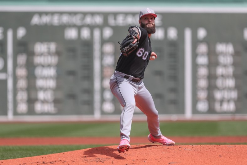 May 8, 2022; Boston, Massachusetts, USA; Chicago White Sox starting pitcher Dallas Keuchel (60) throws a pitch during the first inning against the Boston Red Sox at Fenway Park. Mandatory Credit: Paul Rutherford-USA TODAY Sports