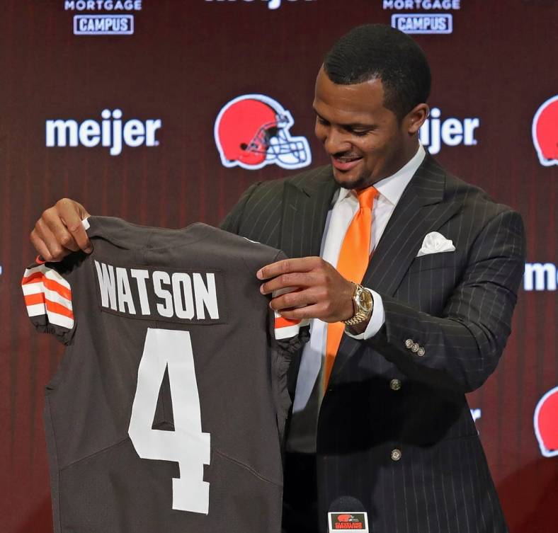 Browns QB Deshaun Watson is still facing multiple lawsuits in Texas.

Syndication Akron Beacon Journal