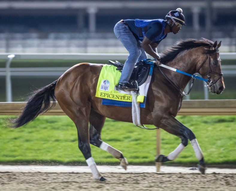 Kentucky Derby hopeful Epicenter puts in a final workout atChurchill Downs one week before the race. April 30, 2022

Af5i9253