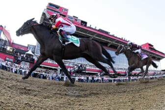 May 21, 2022; Baltimore, MD, USA;  Jose L Ortiz aboard Early Voting  wins the running of the 147 Preakness Stakes at Pimlico Race Course. Mandatory Credit: Tommy Gilligan-USA TODAY Sports