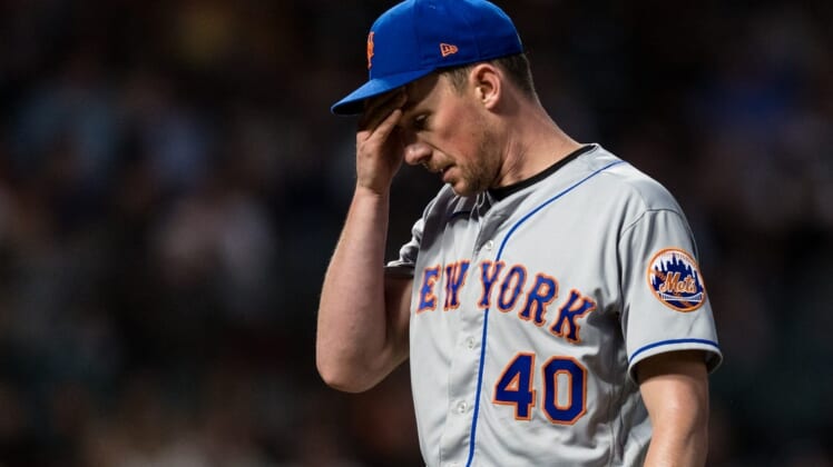 May 24, 2022; San Francisco, California, USA;  New York Mets starting pitcher Chris Bassitt (40) walks off the field after being replaced during the fifth inning of the game against the San Francisco Giants at Oracle Park. Mandatory Credit: John Hefti-USA TODAY Sports