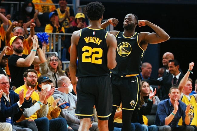 May 26, 2022; San Francisco, California, USA; Golden State Warriors forward Draymond Green (23) reacts after a play against the Dallas Mavericks during the second half of game five of the 2022 western conference finals at Chase Center. Mandatory Credit: Kelley L Cox-USA TODAY Sports