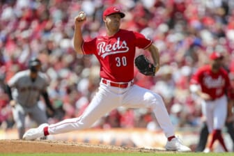 May 29, 2022; Cincinnati, Ohio, USA; Cincinnati Reds starting pitcher Tyler Mahle (30) pitches against the San Francisco Giants in the second inning at Great American Ball Park. Mandatory Credit: Katie Stratman-USA TODAY Sports