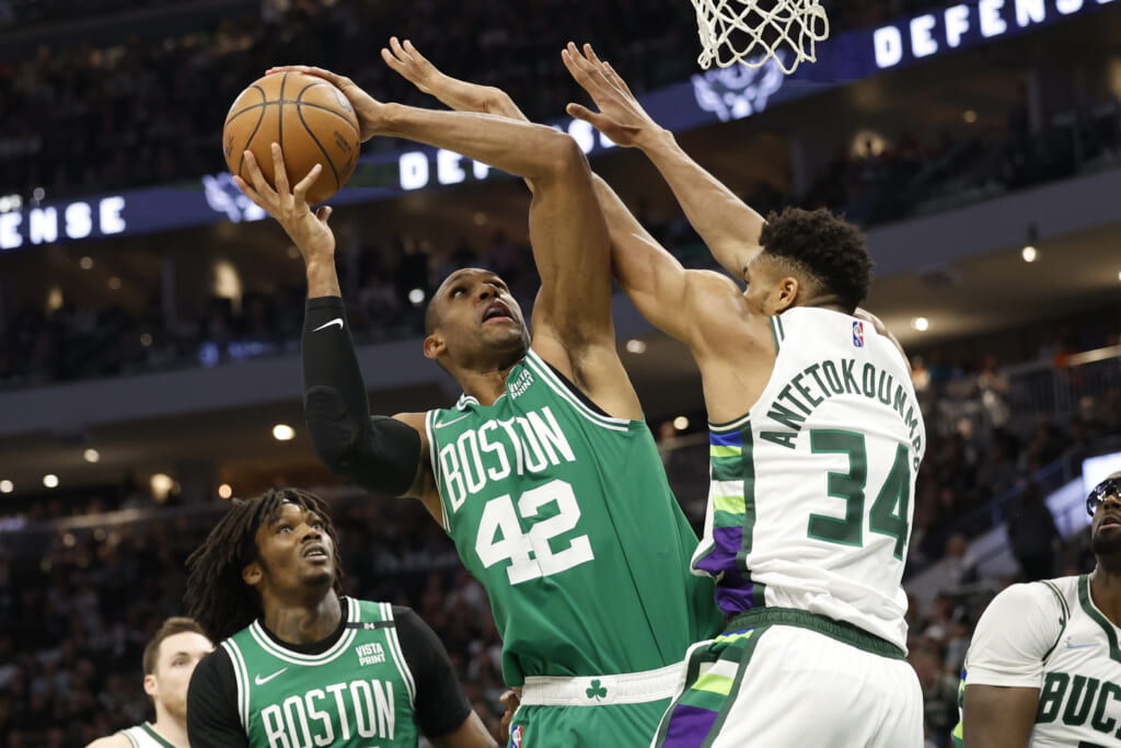 WATCH: Al Horford dunks on Giannis Antetokounmpo, gets tech after elbow ...