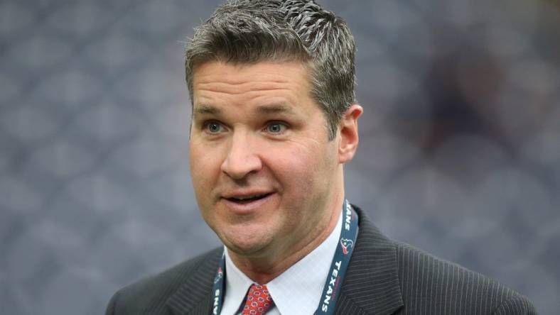 Jan 5, 2019; Houston, TX, USA; Houston Texans general manager Brian Gaine before a AFC Wild Card playoff football game against the Indianapolis Colts at NRG Stadium. Mandatory Credit: Troy Taormina-USA TODAY Sports