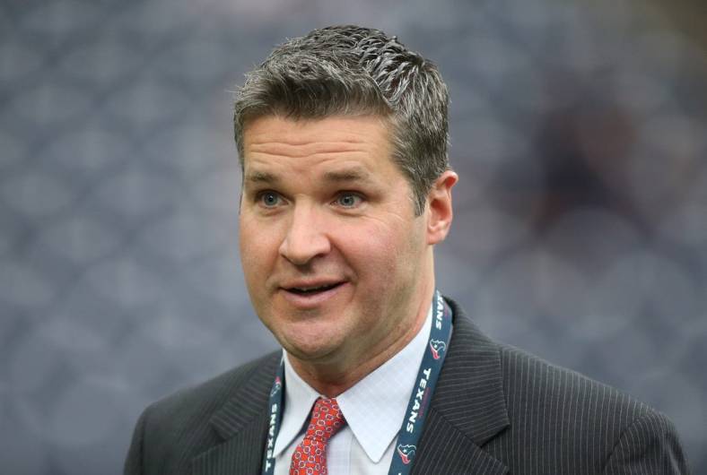 Jan 5, 2019; Houston, TX, USA; Houston Texans general manager Brian Gaine before a AFC Wild Card playoff football game against the Indianapolis Colts at NRG Stadium. Mandatory Credit: Troy Taormina-USA TODAY Sports