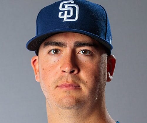 Feb 21, 2019; Peoria, AZ, USA; San Diego Padres pitcher Eric Stout poses for a portrait during media day at Peoria Sports Complex. Mandatory Credit: Mark J. Rebilas-USA TODAY Sports