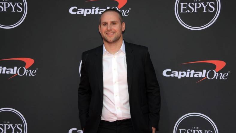 Jul 10, 2019; Los Angeles, CA, USA; Philadelphia 76ers owner Michael Rubin arrives on the red carpet at Microsoft Theatre. Mandatory Credit: Kirby Lee-USA TODAY Sports