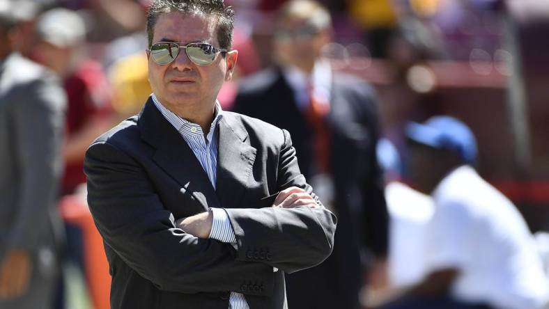 Sep 15, 2019; Landover, MD, USA; Washington Redskins owner Daniel Snyder looks over the field before a game against the Dallas Cowboys at FedExField. Mandatory Credit: Brad Mills-USA TODAY Sports