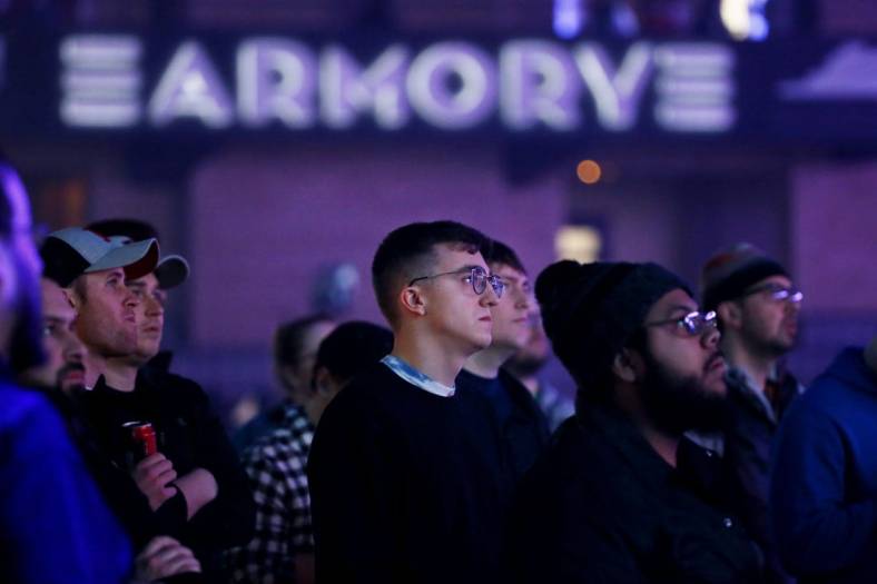 Jan 25, 2020; Minneapolis, Minnesota, USA; Fans watch as the Seattle Surge play the Toronto Ultra during the Call of Duty League Launch Weekend at The Armory. Mandatory Credit: Bruce Kluckhohn-USA TODAY Sports