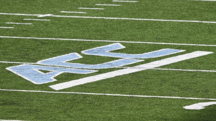 Dec 5, 2020; Chapel Hill, North Carolina, USA; A view of the field with the ACC logo in the second quarter at Kenan Memorial Stadium. Mandatory Credit: Bob Donnan-USA TODAY Sports