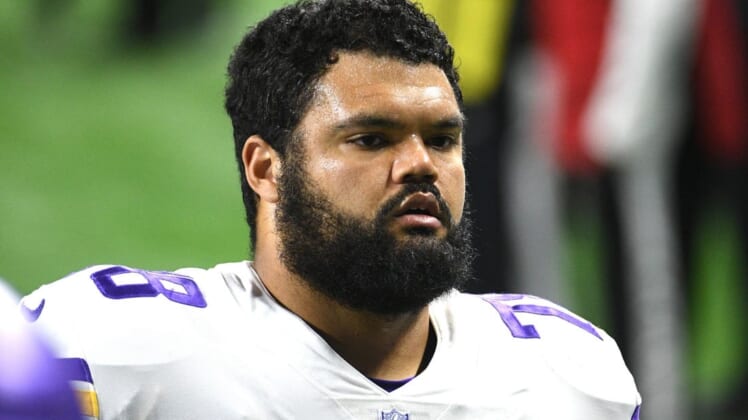 Jan 3, 2021; Detroit, Michigan, USA; Minnesota Vikings offensive guard Dakota Dozier (78) before the game against the Detroit Lions at Ford Field. Mandatory Credit: Tim Fuller-USA TODAY Sports