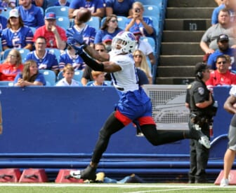 Bills receiver Duke Williams catches a deep pass during practice.

Jg 073121 Bills Duke Williams