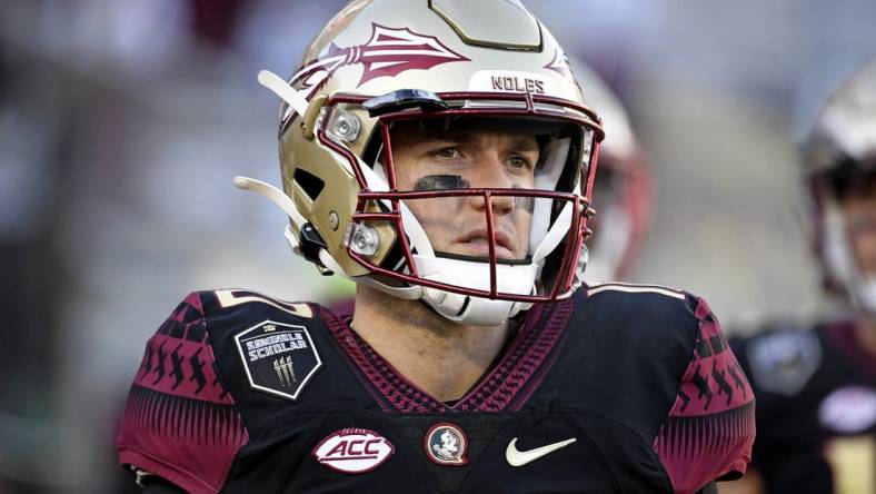 Nov 6, 2021; Tallahassee, Florida, USA; Florida State Seminoles quarterback McKenzie Milton (10) during the game against the North Carolina State Wolfpack at Doak S. Campbell Stadium. Mandatory Credit: Melina Myers-USA TODAY Sports