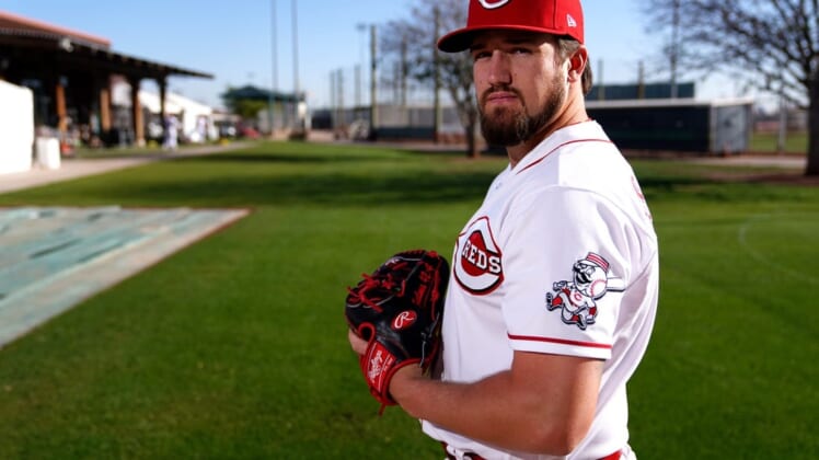 Cincinnati Reds pitcher Graham Ashcraft (51), pictured, Friday, March 18, 2022, at the baseball team's spring training facility in Goodyear, Ariz.Cincinnati Reds Photo Day March 18 0447