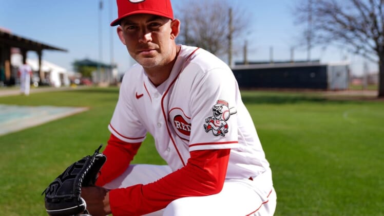 Cincinnati Reds pitcher Mike Minor, pictured, Friday, March 18, 2022, at the baseball team's spring training facility in Goodyear, Ariz.Cincinnati Reds Photo Day March 18 0655