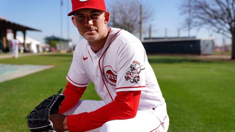 Cincinnati Reds pitcher Mike Minor, pictured, Friday, March 18, 2022, at the baseball team's spring training facility in Goodyear, Ariz.

Cincinnati Reds Photo Day March 18 0655