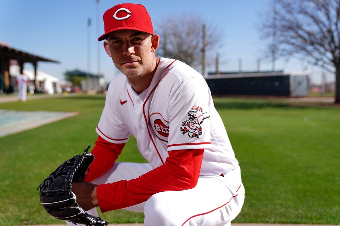 Cincinnati Reds pitcher Mike Minor, pictured, Friday, March 18, 2022, at the baseball team's spring training facility in Goodyear, Ariz.

Cincinnati Reds Photo Day March 18 0655
