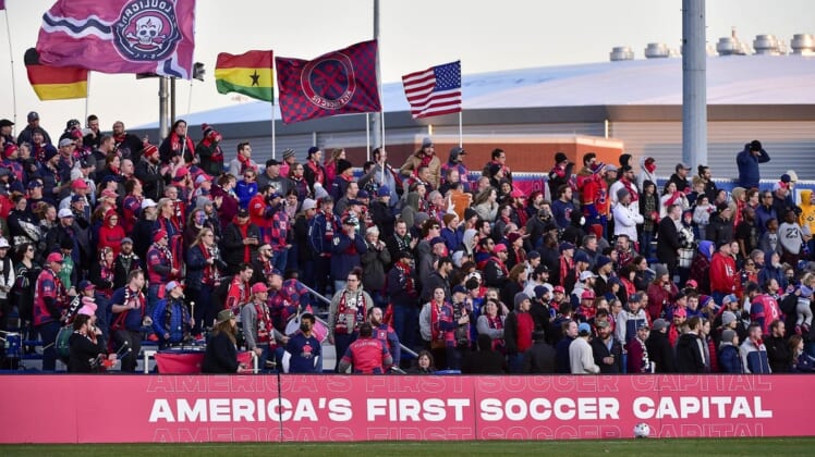 Mar 25, 2022; St.Louis, MO, USA;  A general view of the fans in the stands before the inaugural MLS NEXT Pro match between the St. Louis City 2 and the RNY FC at Hermann Stadium. Mandatory Credit: Jeff Curry-USA TODAY Sports