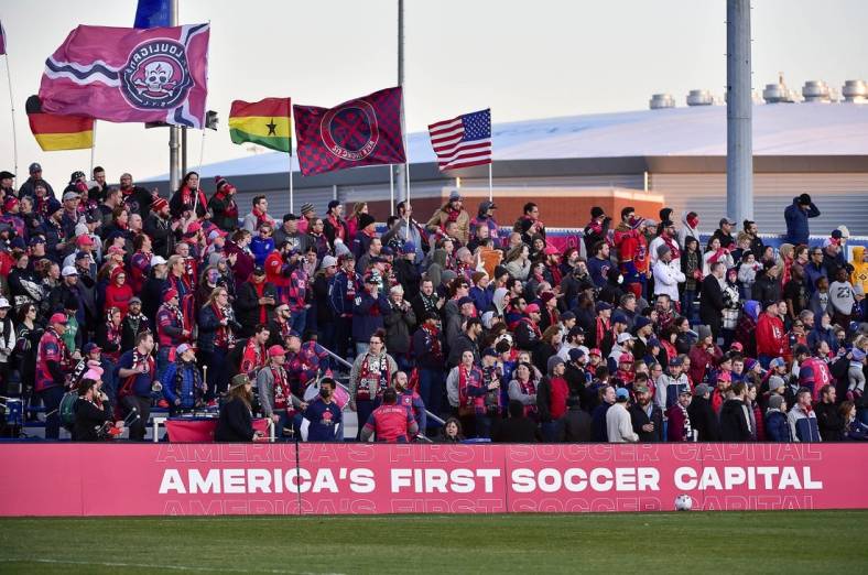 Mar 25, 2022; St.Louis, MO, USA;  A general view of the fans in the stands before the inaugural MLS NEXT Pro match between the St. Louis City 2 and the RNY FC at Hermann Stadium. Mandatory Credit: Jeff Curry-USA TODAY Sports