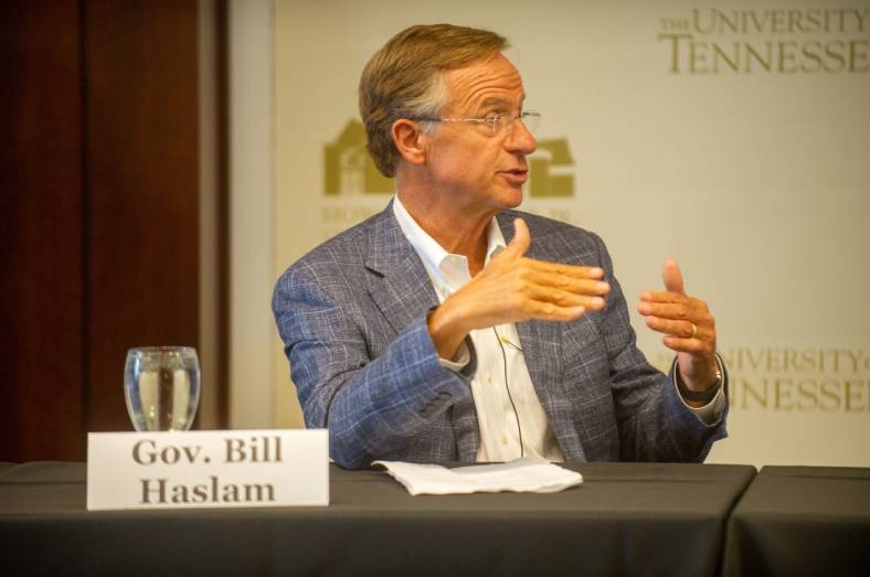 Gov. Bill Haslam speaks during   The College Pipeline in East Tennessee: Where We Are, Where We're Going, and Policy Options   event in Howard H. Baker Jr. Center in Knoxville, Tenn. on Monday, May 23, 2022.

The College Pipeline In East Tennessee 0156