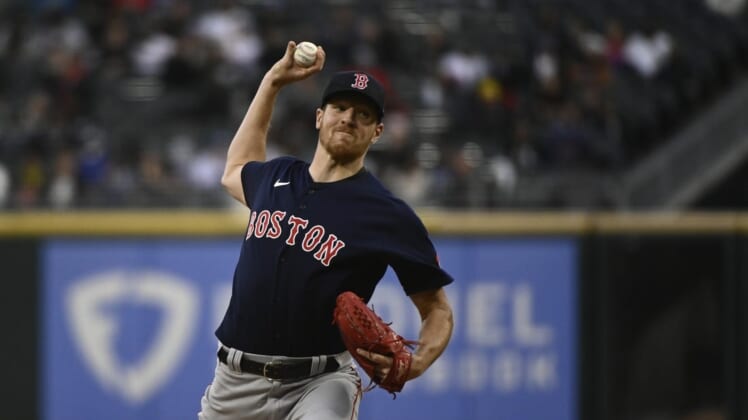May 24, 2022; Chicago, Illinois, USA; Boston Red Sox starting pitcher Nick Pivetta (37) delivers against the Chicago White Sox during the first inning at Guaranteed Rate Field. Mandatory Credit: Matt Marton-USA TODAY Sports