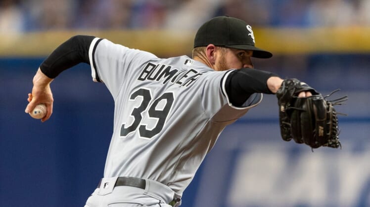 Jun 4, 2022; St. Petersburg, Florida, USA;  Chicago White Sox relief pitcher Aaron Bummer (39) throws against the Tampa Bay Rays in the sixth inning at Tropicana Field. Mandatory Credit: Nathan Ray Seebeck-USA TODAY Sports
