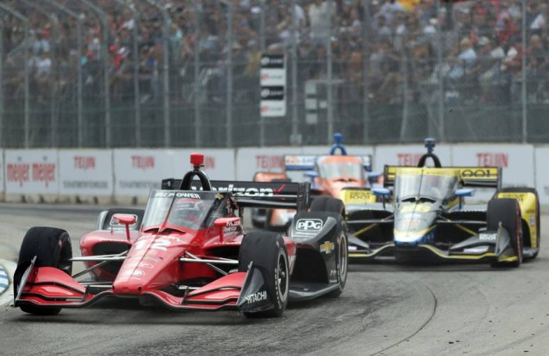 Will Power, driver of the Verizon Team Penske Chevrolet drives through Turn 1 during the IndyCar series Detroit Grand Prix on Sunday, June 5, 2022, on Belle Isle in Detroit.

Grand Prix2