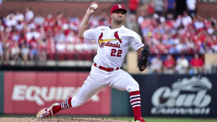 Jun 15, 2022; St. Louis, Missouri, USA;  St. Louis Cardinals starting pitcher Jack Flaherty (22) pitches against the Pittsburgh Pirates during the second inning at Busch Stadium. Mandatory Credit: Jeff Curry-USA TODAY Sports