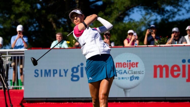 Nelly Korda tees off on the 18th hole of the Meijer LPGA Classic Friday, June 17, 2022, at Blythefield Country Club in Belmont Michigan.Meijer Lpga Classic 2022 84