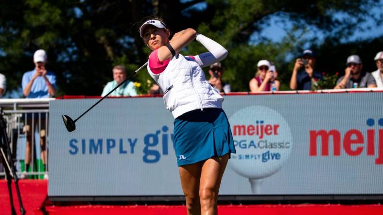 Nelly Korda tees off on the 18th hole of the Meijer LPGA Classic Friday, June 17, 2022, at Blythefield Country Club in Belmont Michigan.

Meijer Lpga Classic 2022 84