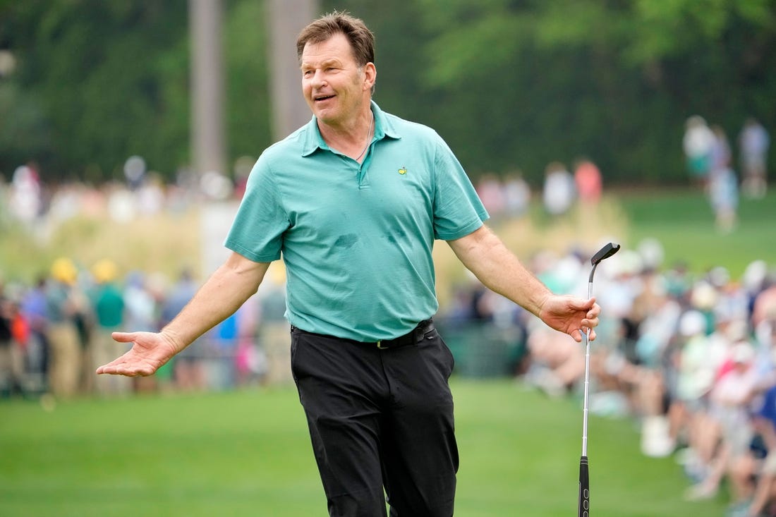 Nick Faldo reacts after just missing a putt on No. 7 during the Par 3 Contest at The Masters in 2022.

Usp Golf Masters Tournament Par 3 Contest S Glf Usa Ga