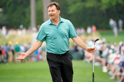Nick Faldo reacts after just missing a putt on No. 7 during the Par 3 Contest at The Masters in 2022.

Usp Golf Masters Tournament Par 3 Contest S Glf Usa Ga