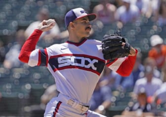 Jun 26, 2022; Chicago, Illinois, USA; Chicago White Sox starting pitcher Dylan Cease (84) throws the ball against the Baltimore Orioles during the first inning at Guaranteed Rate Field. Mandatory Credit: David Banks-USA TODAY Sports