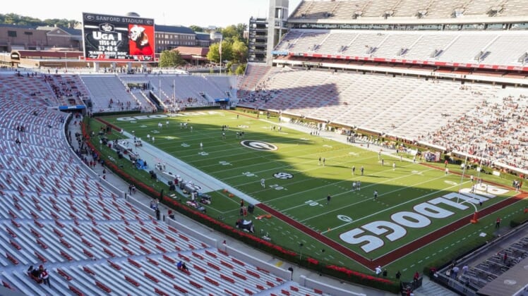 Oct 3, 2020; Athens, Georgia, USA;  A general view of the stadium prior to the game between the Georgia Bulldogs and the Auburn Tigers at Sanford Stadium. Mandatory Credit: Dale Zanine-USA TODAY Sports