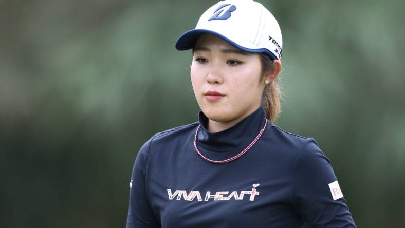 Dec 11, 2020; Houston, Texas, USA; Ayaka Furue walks the third hole green during the second round of the U.S. Women's Open golf tournament at Champions Golf Club. Mandatory Credit: Thomas Shea-USA TODAY Sports